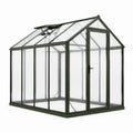 Serre de jardin en aluminium vert et polycarbonate translucide 250 × 190 × 195 cm avec lucarne de toit ouvrante
