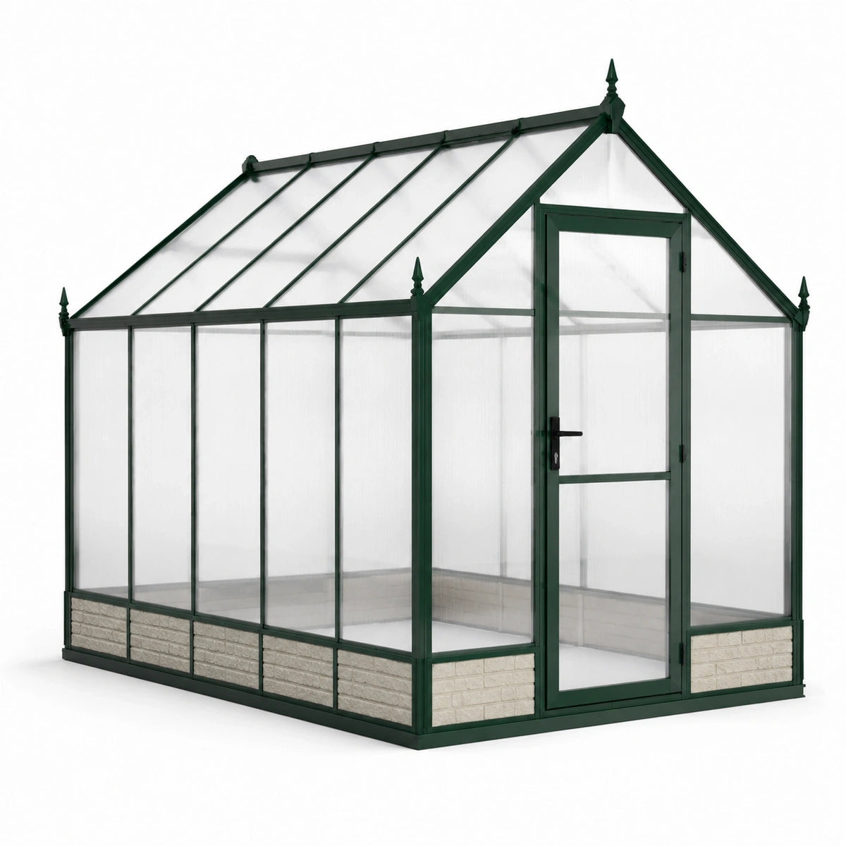 Serre de jardin victorienne 250 × 190 × 220 cm en aluminium vert foncé et polycarbonate translucide