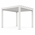 Pergola autoportante en aluminium blanc 300 × 300 × 250 cm avec toit à lames fixes