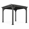 Pergola de jardin en acier noir avec toit ajouré, 300 × 300 × 250 cm, style moderne