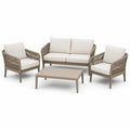 Ensemble de jardin 4 pièces taupe et écru avec canapé 132 × 75 × 78 cm, 2 fauteuils 70 × 75 × 78 cm et table 100 × 60 × 40 cm